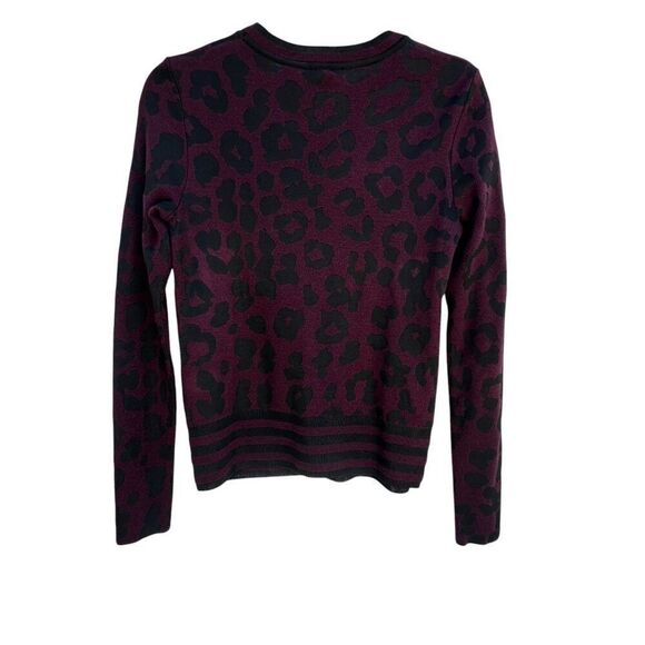 Marc Cain S Collections Virgin Wool Aubergine Animal Print Sweater Size N1 US 2 - Picture 5 of 5